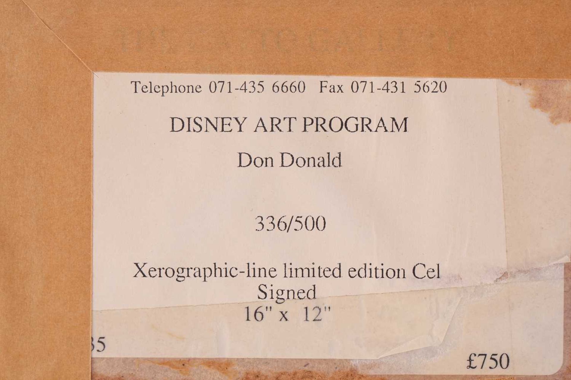 A hand-painted Xerographic character cel from the 1937 Disney cartoon 'Don Donald', from a limited - Image 4 of 7