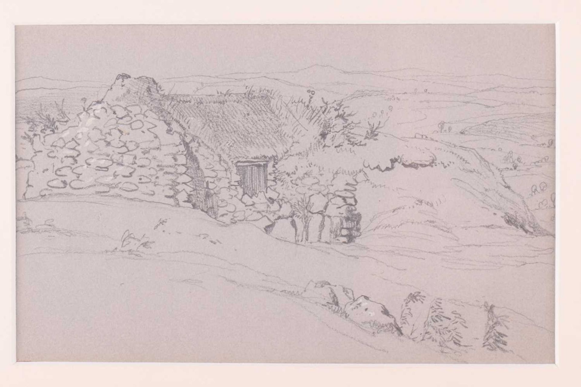 Attributed to Sir Edwin Landseer R.A. (1802-1873) 'A Highland Farm', pencil on paper, bearing Thomas - Image 3 of 7