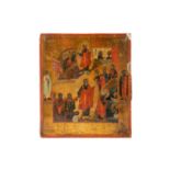 A 19th/20th-century Russian icon possibly representing the dormition of the holy mother painted in
