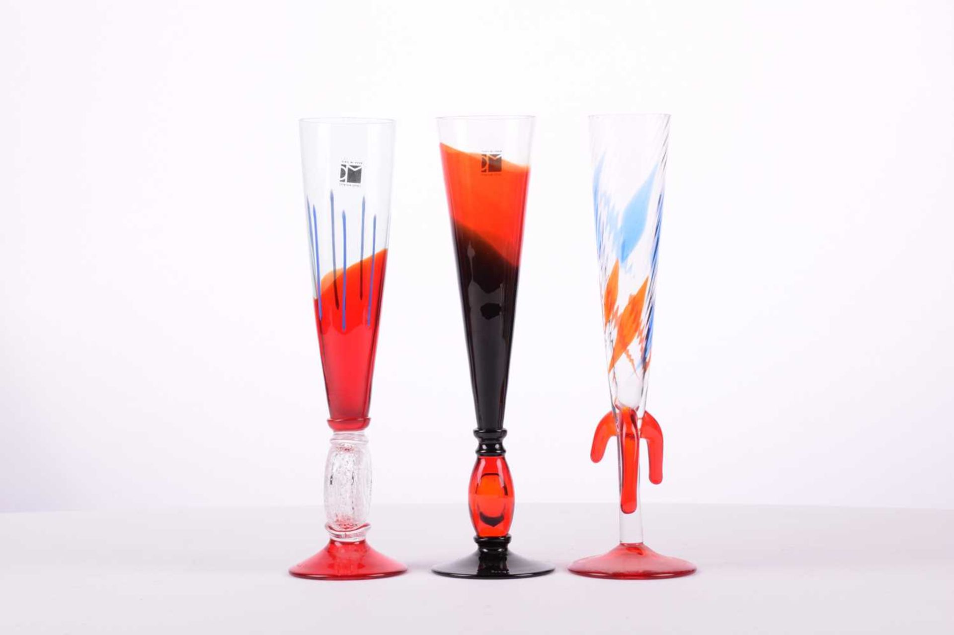 Carlo Moretti for Murano, six Italian art glass Champagne flutes including an optical swirled - Bild 15 aus 16