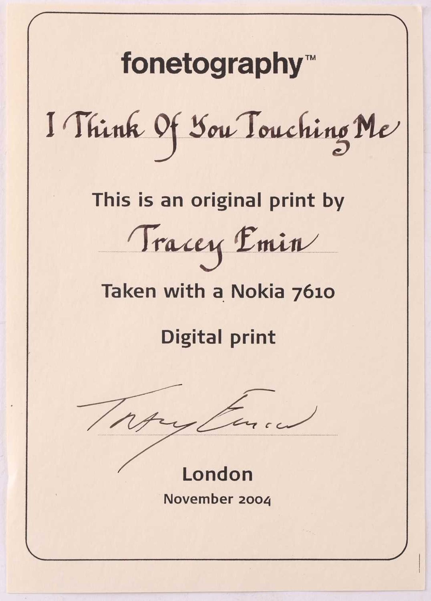 Tracey Emin (b.1963) British, ‘I Think of You Touching Me’, November 2004, a 'Fonetography' - Bild 5 aus 6