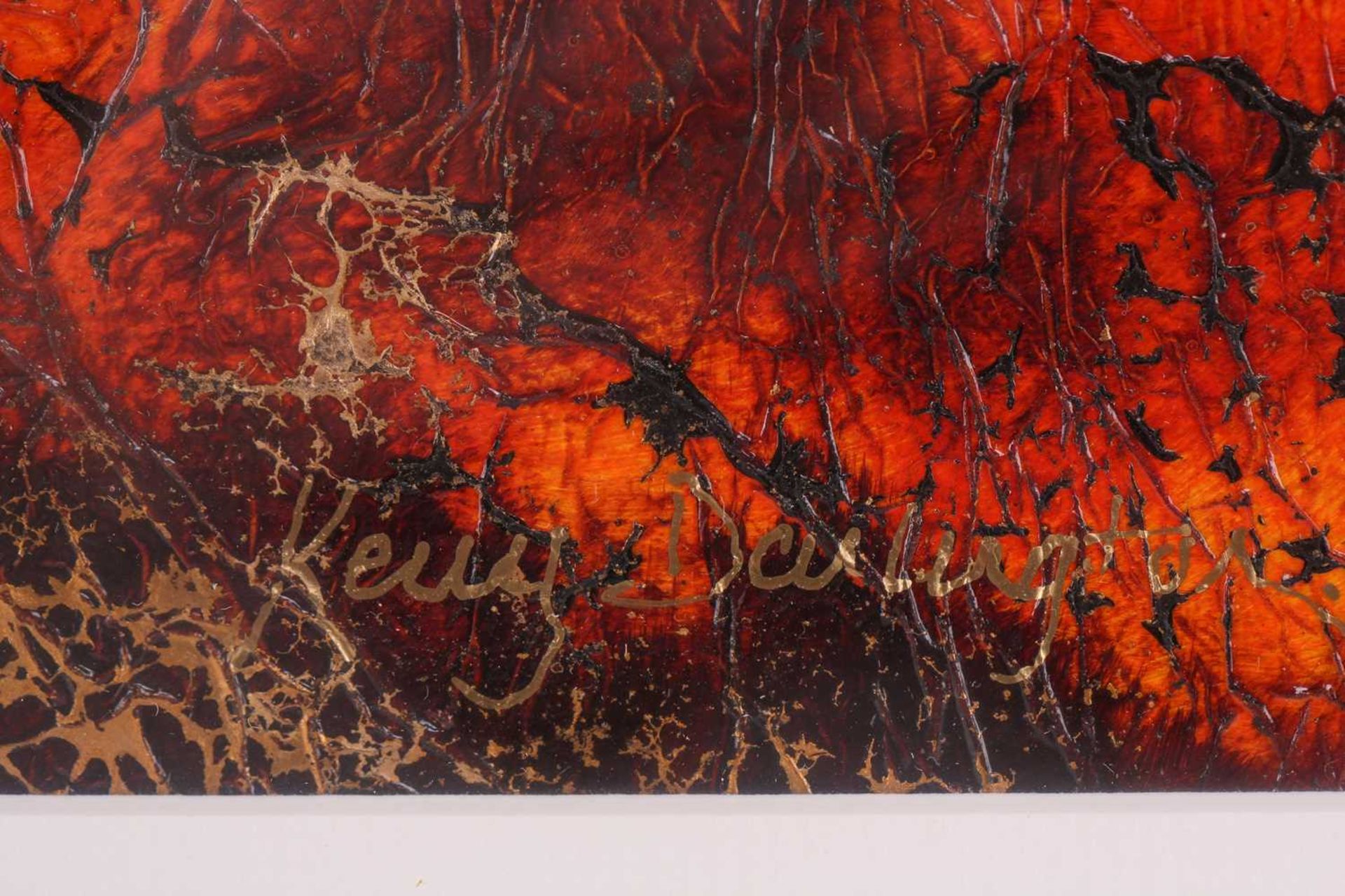 Kerry Darlington (b.1974), trees in an autumnal landscape, mixed media and resin on board, signed to - Image 3 of 10