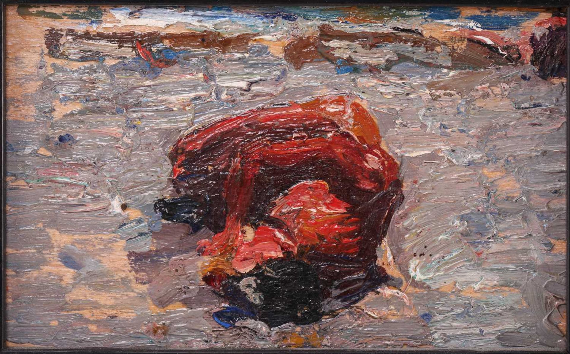 Sergei Vasilievich Malyutin (1859 - 1937), 'Reclining Figure' & ''Haystack', oil on panels, circa - Bild 5 aus 7