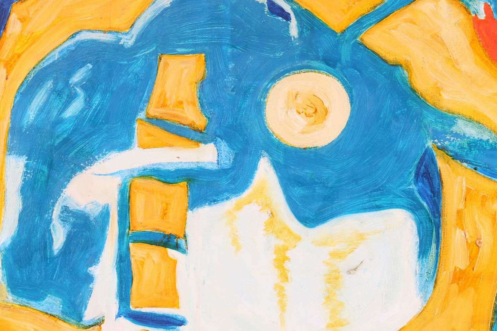 Art Derry (1930-1992) Trinidadian British, Abstract in blue and yellow, signed and dated 1987, oil - Image 5 of 12