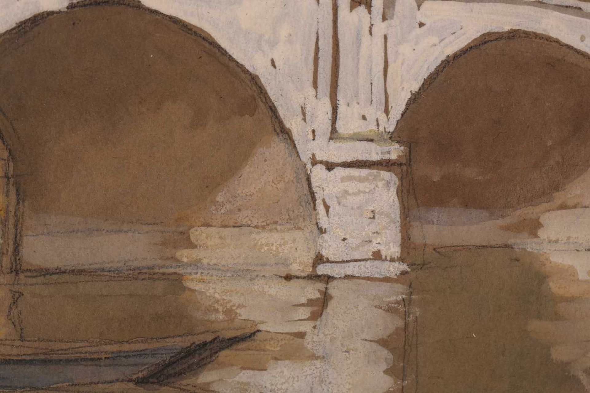 Horace Mann Livens (1862-1936), 'A Thames Bridge', signed, watercolour & gouache, 28 cm x 37 cm - Image 4 of 9