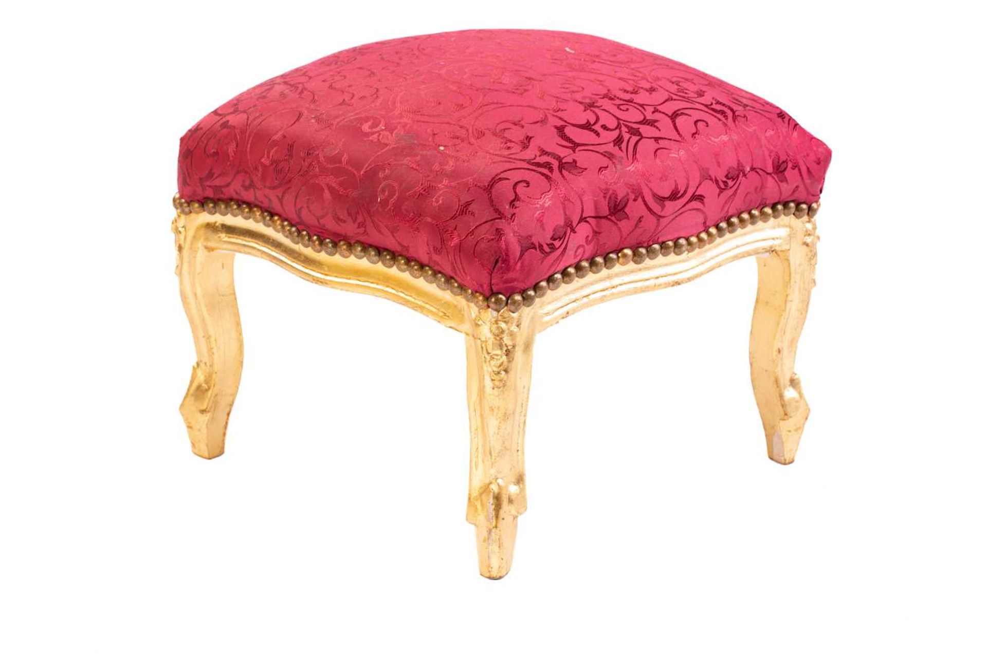 A Louis XVI style gilt wood fauteuil, 20th century, with cameo back and ribbon carved outline, - Bild 16 aus 17