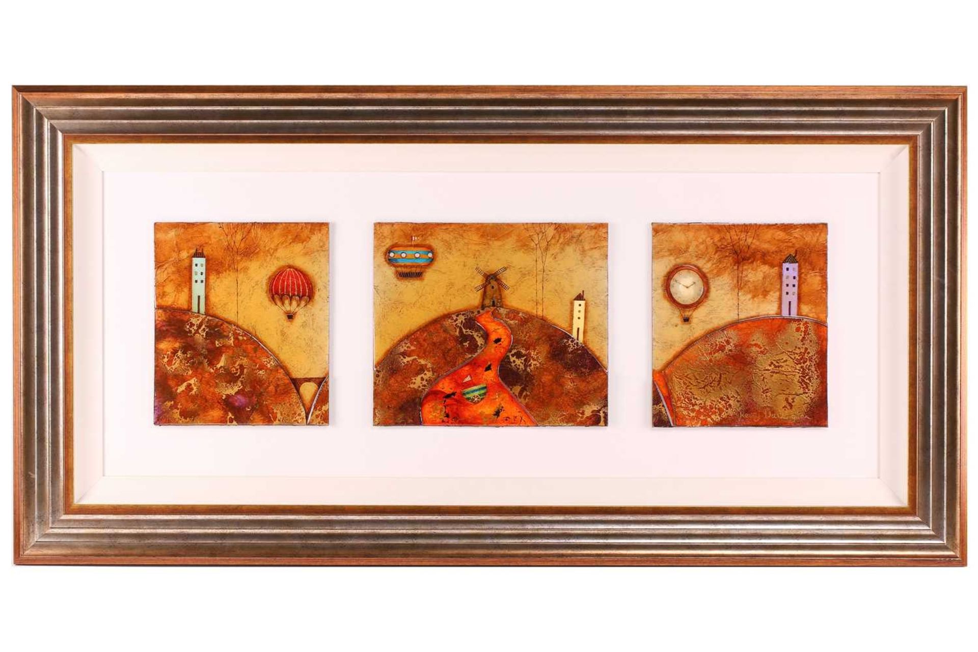 Kerry Darlington (b.1974), a large triptych, mixed media and resin on board, signed to right-hand