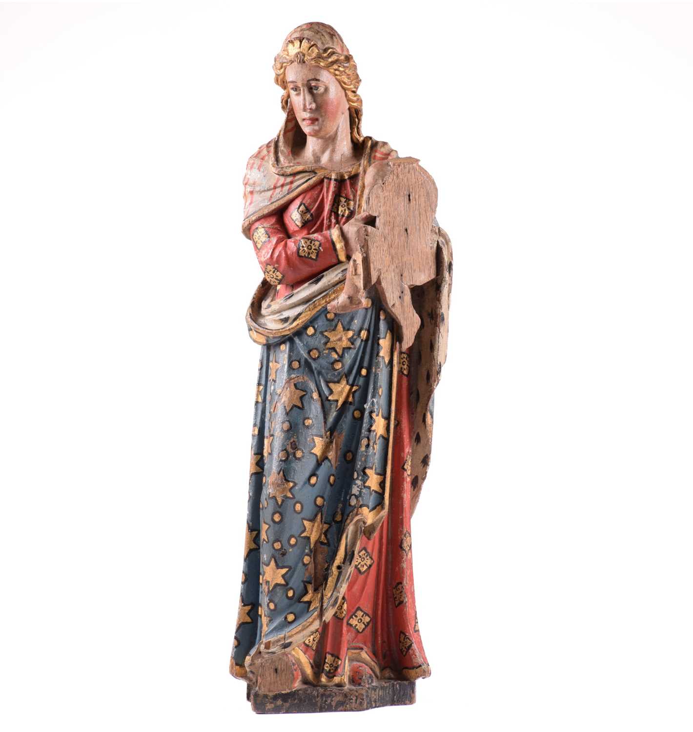 A polychromic painted carved oak figure of The Madonna and Child, possibly Northern European 18th - Image 8 of 12