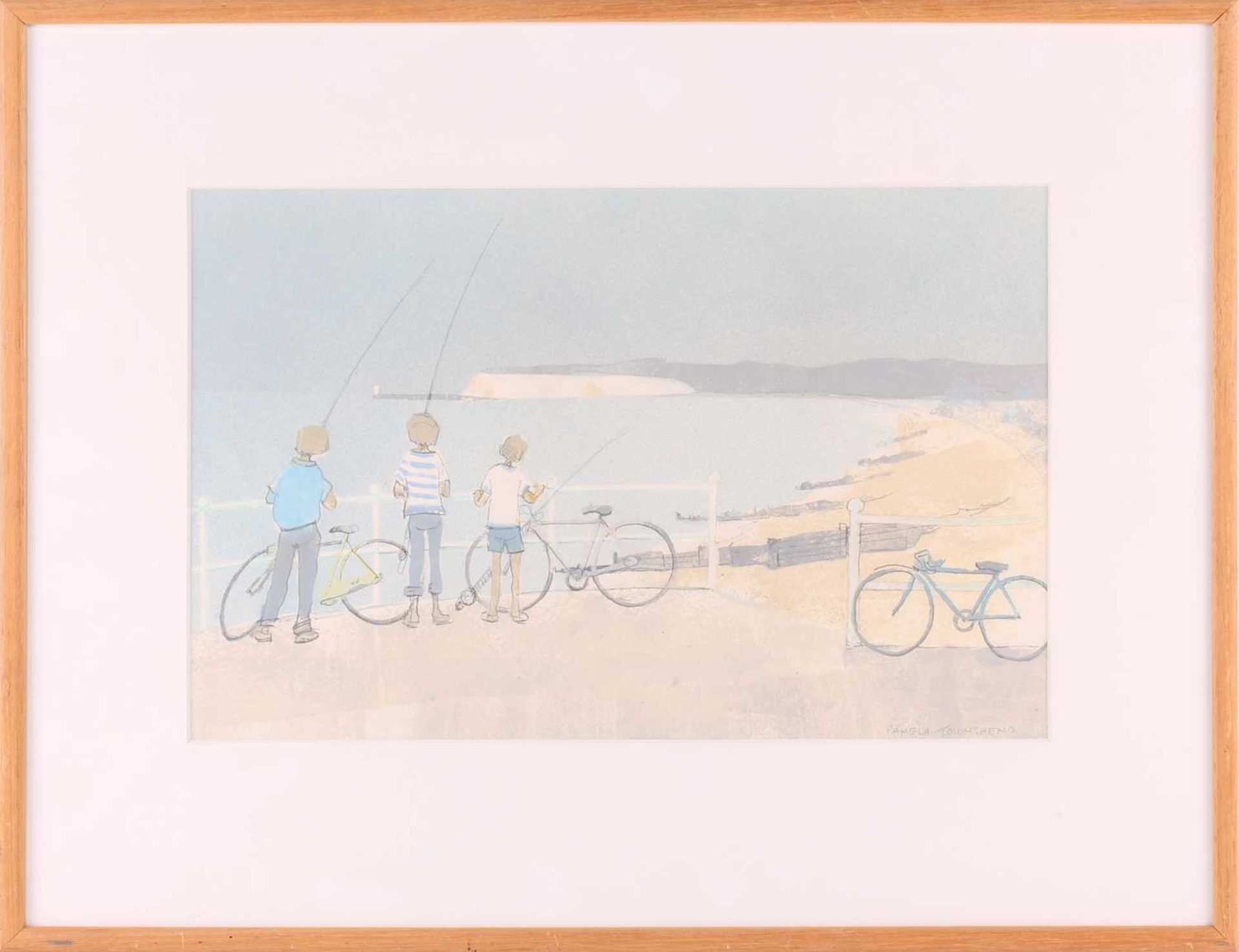 Pamela Townsend (1920 - 2019), 'Boys fishing', 'Boat on Brighton Beach' and 'A blustery walk on - Image 5 of 13