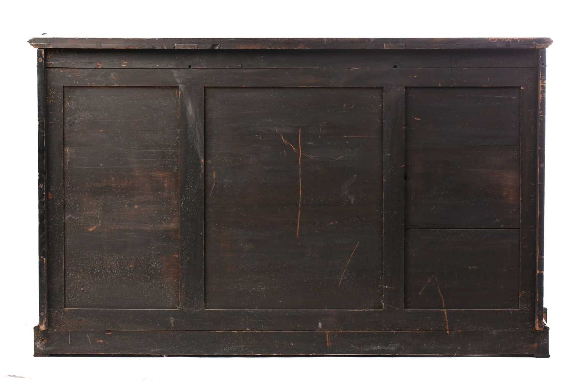 In the manner of Jackson & Graham, London, an ebonized and burr oak banded breakfront credenza, - Bild 11 aus 11