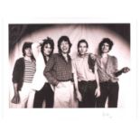 Brian Aris (contemporary), 'The Rolling Stones', black and white photographic print, signed