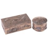 Two Chinese silver dressing table boxes, Hung Chong & Co, circa 1900, of rectangular and circular