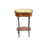 A Louis XV style marble topped kidney shaped mahogany side table, late 20th century, with pierced