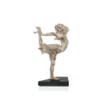 Emma Rodgers (b.1974) British, 'Dancer', a sculpture in porcelain, on a triangular base, 51 cm