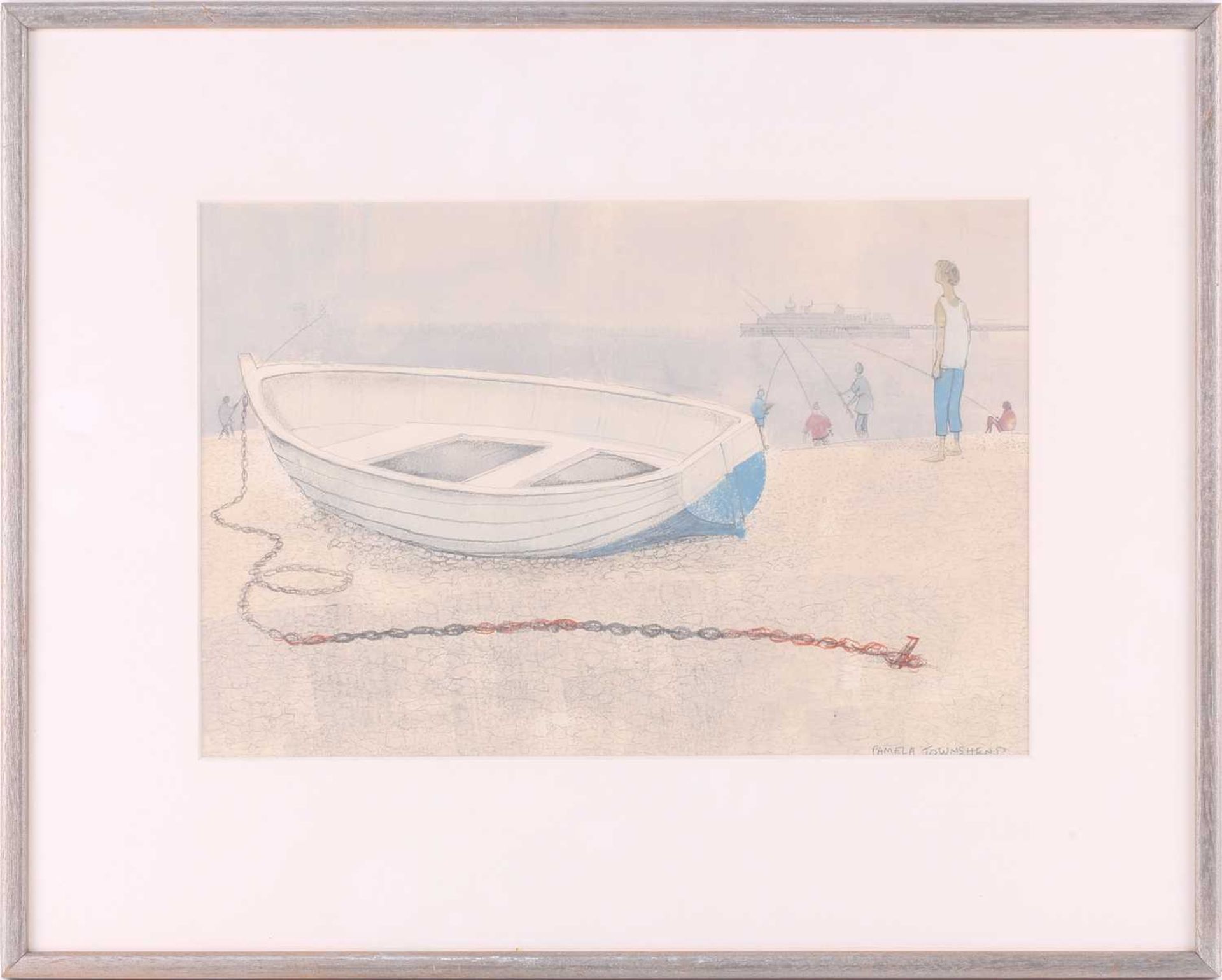 Pamela Townsend (1920 - 2019), 'Boys fishing', 'Boat on Brighton Beach' and 'A blustery walk on - Image 8 of 13