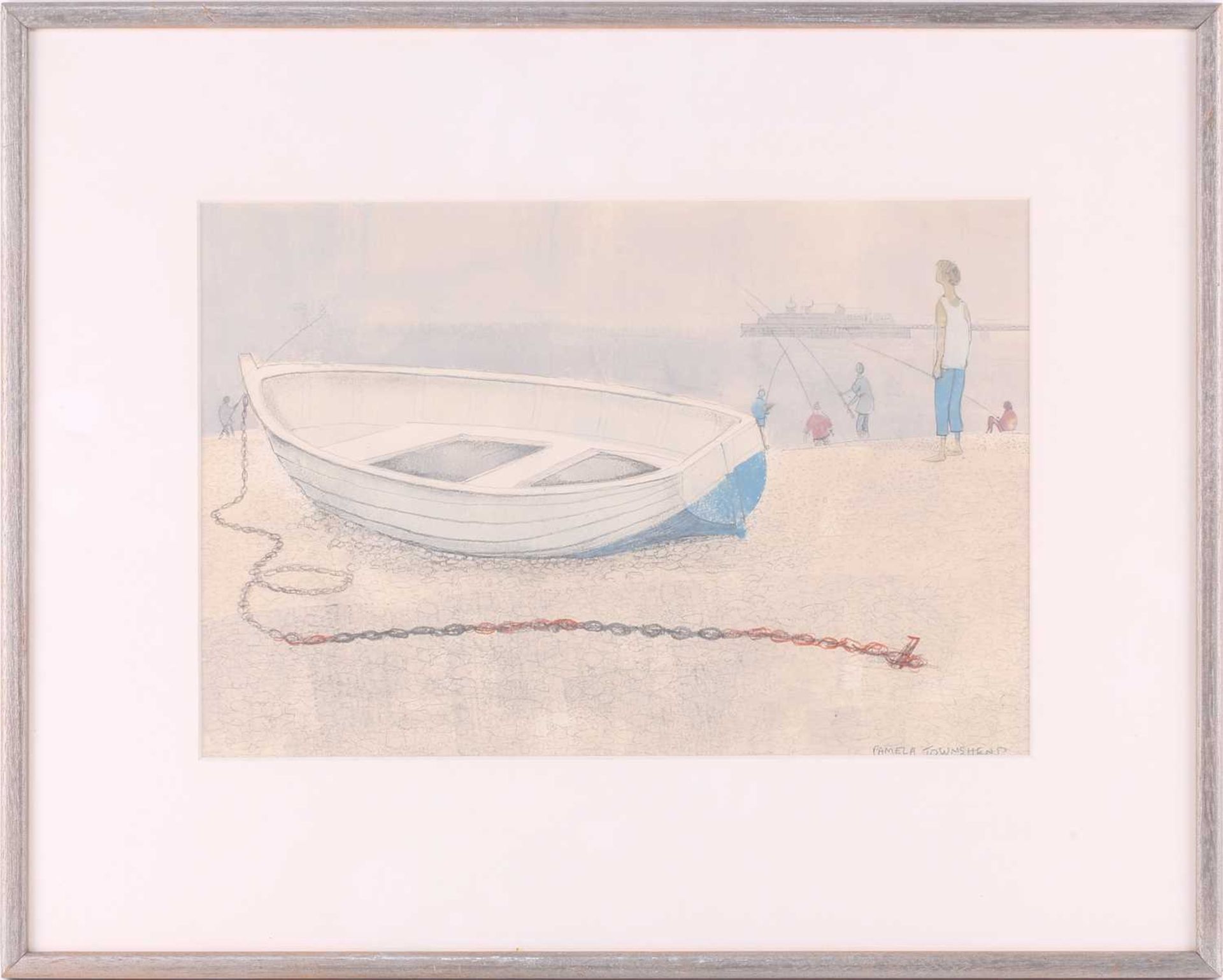 Pamela Townsend (1920 - 2019), 'Boys fishing', 'Boat on Brighton Beach' and 'A blustery walk on - Bild 8 aus 13