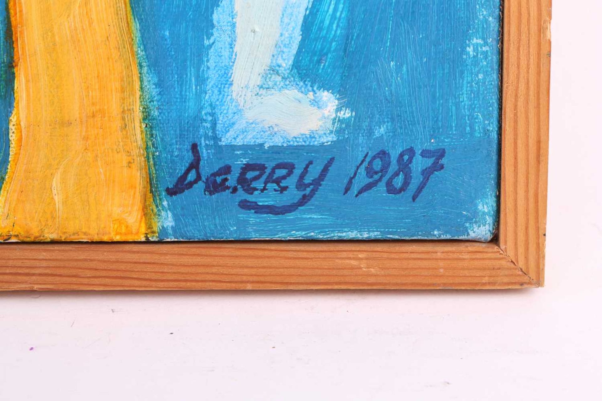 Art Derry (1930-1992) Trinidadian British, Abstract in blue and yellow, signed and dated 1987, oil - Image 3 of 12
