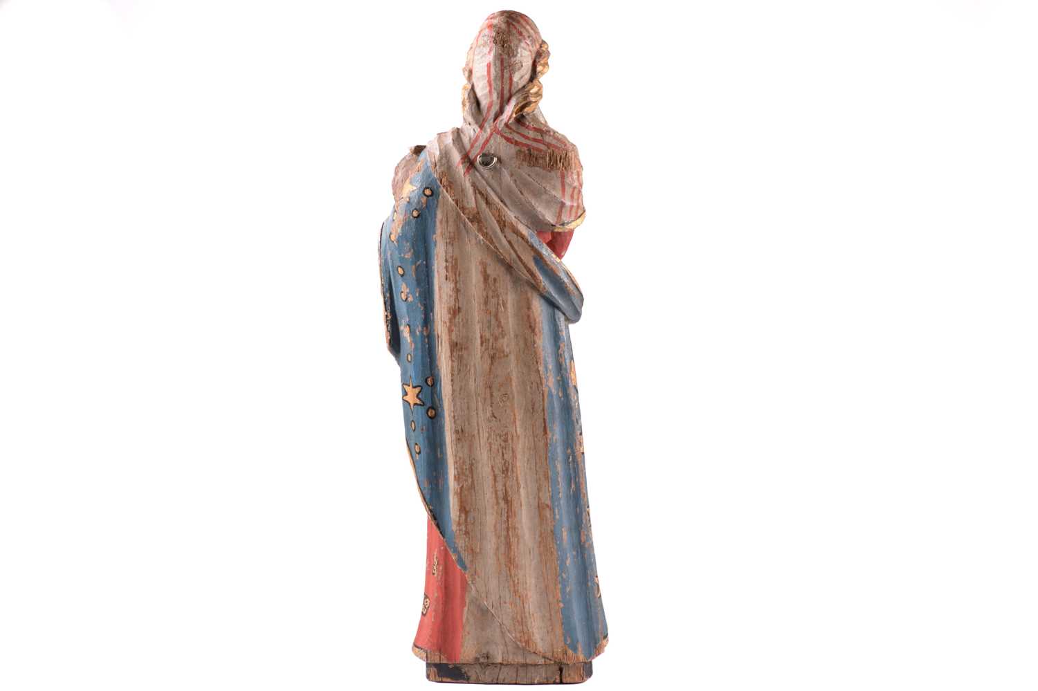 A polychromic painted carved oak figure of The Madonna and Child, possibly Northern European 18th - Image 12 of 12