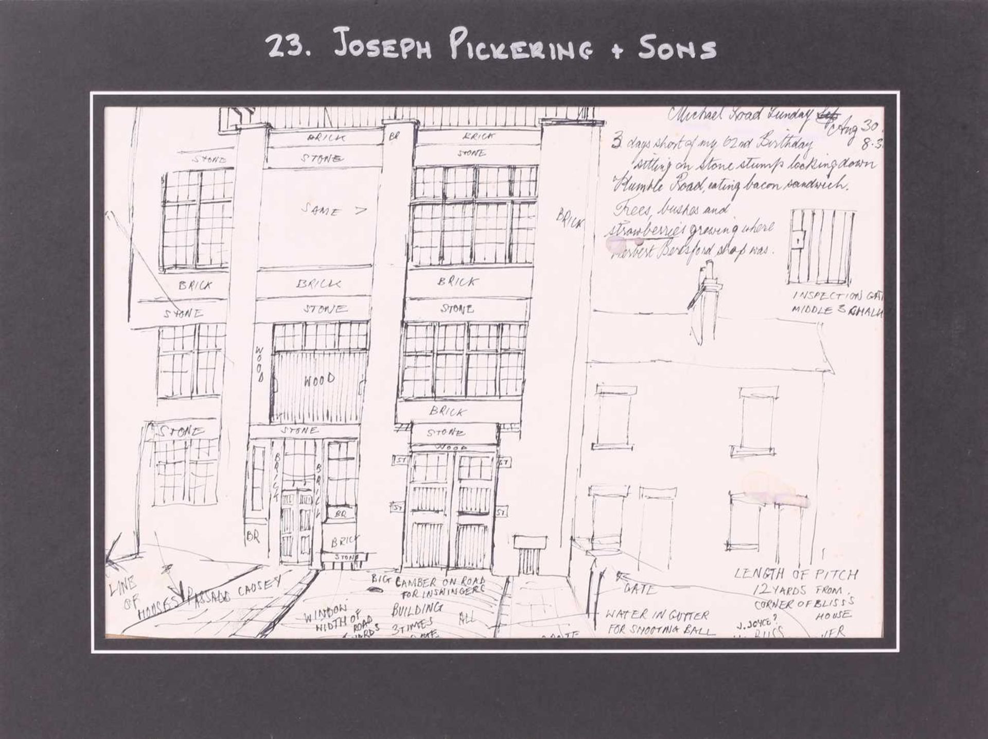 George Cunningham (1924 - 1996), Gentleman guiding ladies across a tram line, signed, pen drawing, - Image 16 of 46