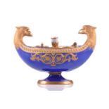 A Sevres porcelain Empire design eagle-headed double, encrier (inkstand), 19th century, the oval