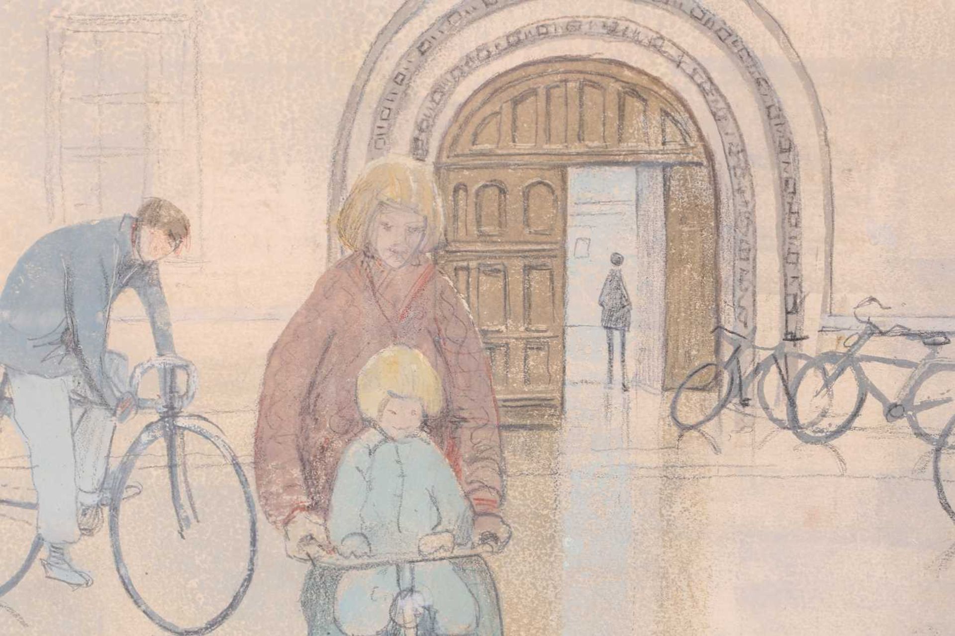Pamela Townsend (1920-2019) British, 'Cyclists passing Christ's College, Cambridge', 'Bicycles - Image 7 of 13