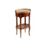 A French Napoleon III style mahogany oval table en chiffonier with marble top, 20th century, with