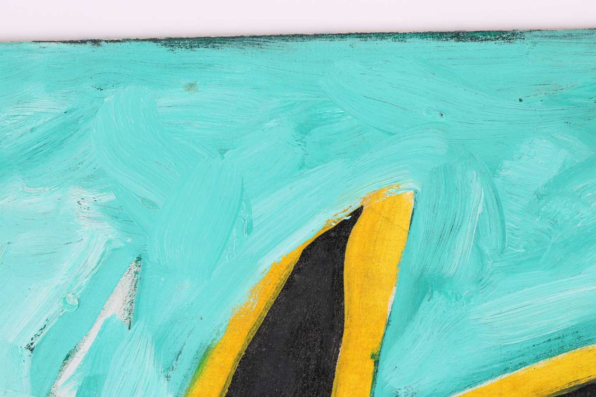 Art Derry (1930 - 1992) Trinidadian British, Abstract in turquoise yellow and orange, oil on - Image 7 of 11