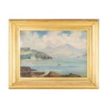 Robert Fowler (1853 - 1926), Moelwyn Mountains from Borth-Y-Gest, oil on board, labelled verso 'I