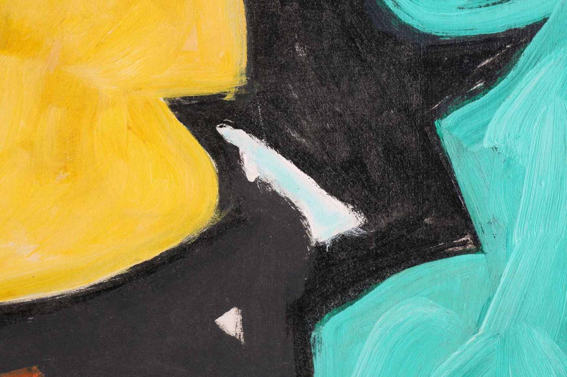 Art Derry (1930 - 1992) Trinidadian British, Abstract in turquoise yellow and orange, oil on - Image 4 of 11