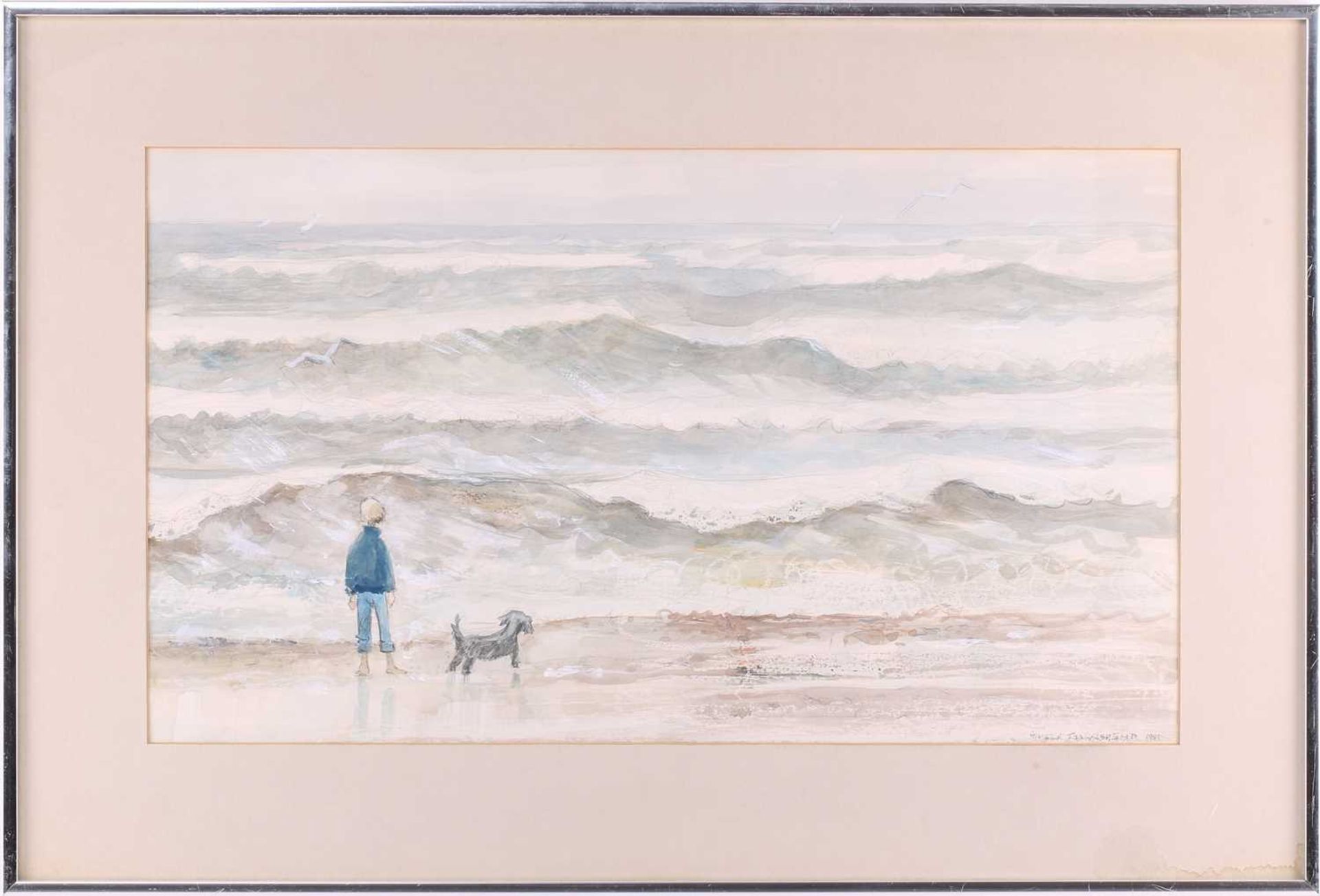 Pamela Townsend (1920 - 2019), 'Boys fishing', 'Boat on Brighton Beach' and 'A blustery walk on - Image 2 of 13