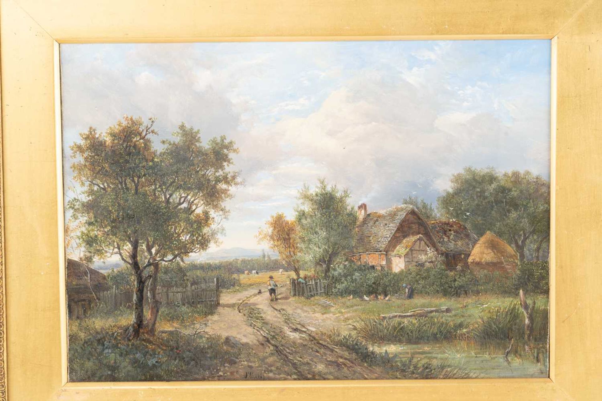 Joseph Thors (1843-1898) British, figure on a path before a rural cottage, oil on canvas, signed - Image 2 of 5