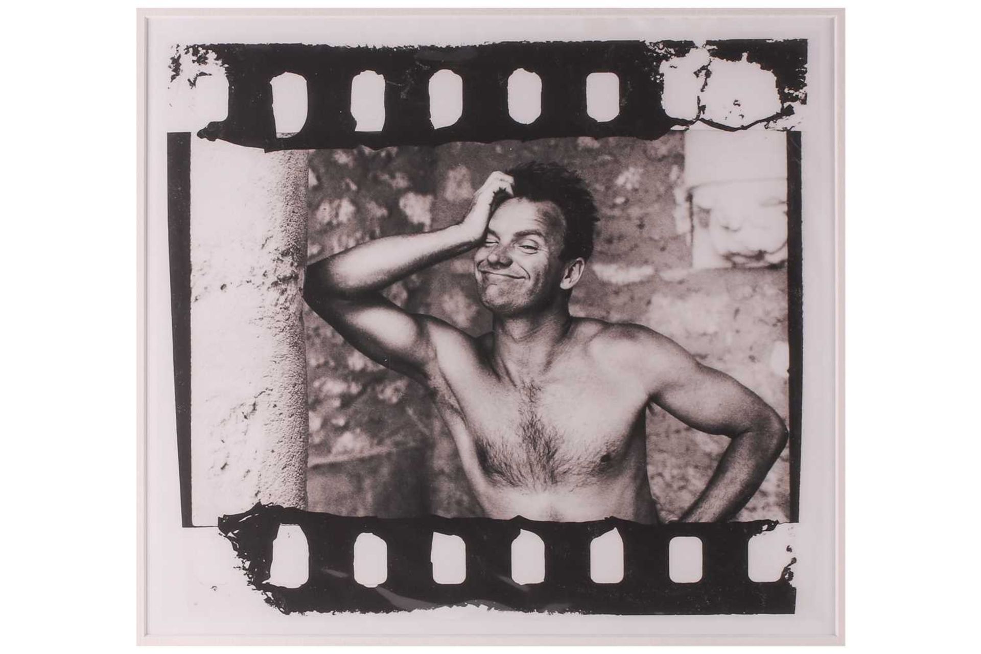 Brian Aris (contemporary), Sting, a black and white photographic print, 35 cm x 39 cm in a mount ( - Image 2 of 5