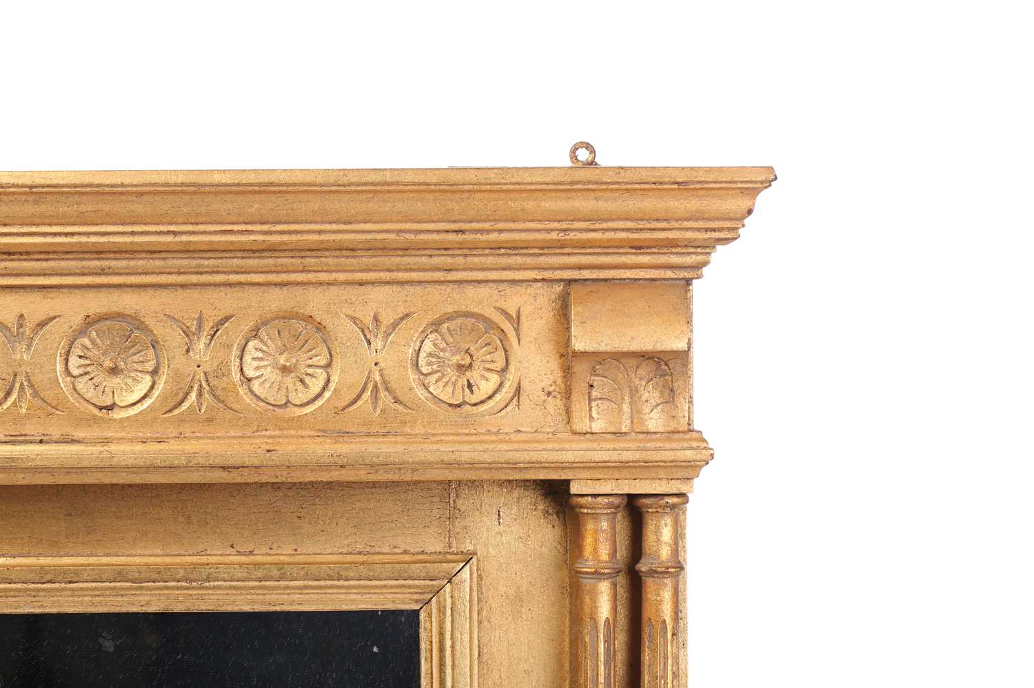 A Georgian style giltwood mirror, 20th century, the rectangular glass beneath a cavetto pediment and - Image 11 of 13