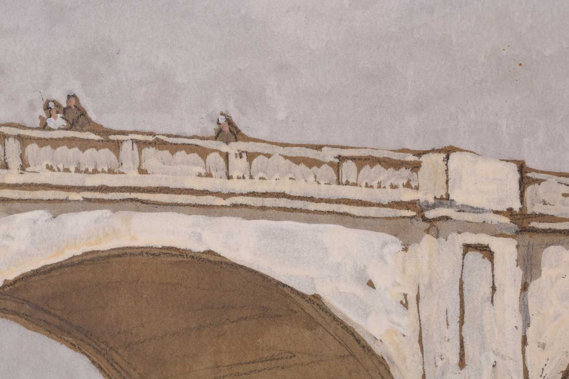 Horace Mann Livens (1862-1936), 'A Thames Bridge', signed, watercolour & gouache, 28 cm x 37 cm - Image 7 of 9