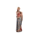A polychromic painted carved oak figure of The Madonna and Child, possibly Northern European 18th