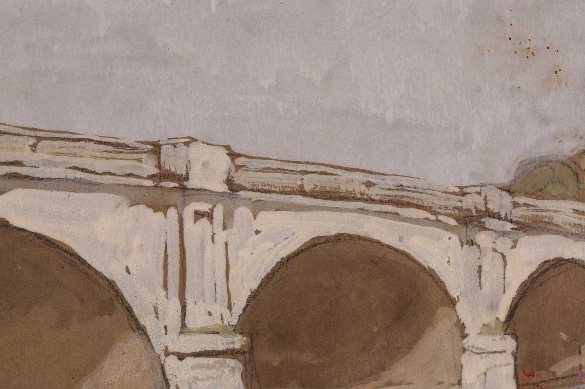 Horace Mann Livens (1862-1936), 'A Thames Bridge', signed, watercolour & gouache, 28 cm x 37 cm - Image 6 of 9