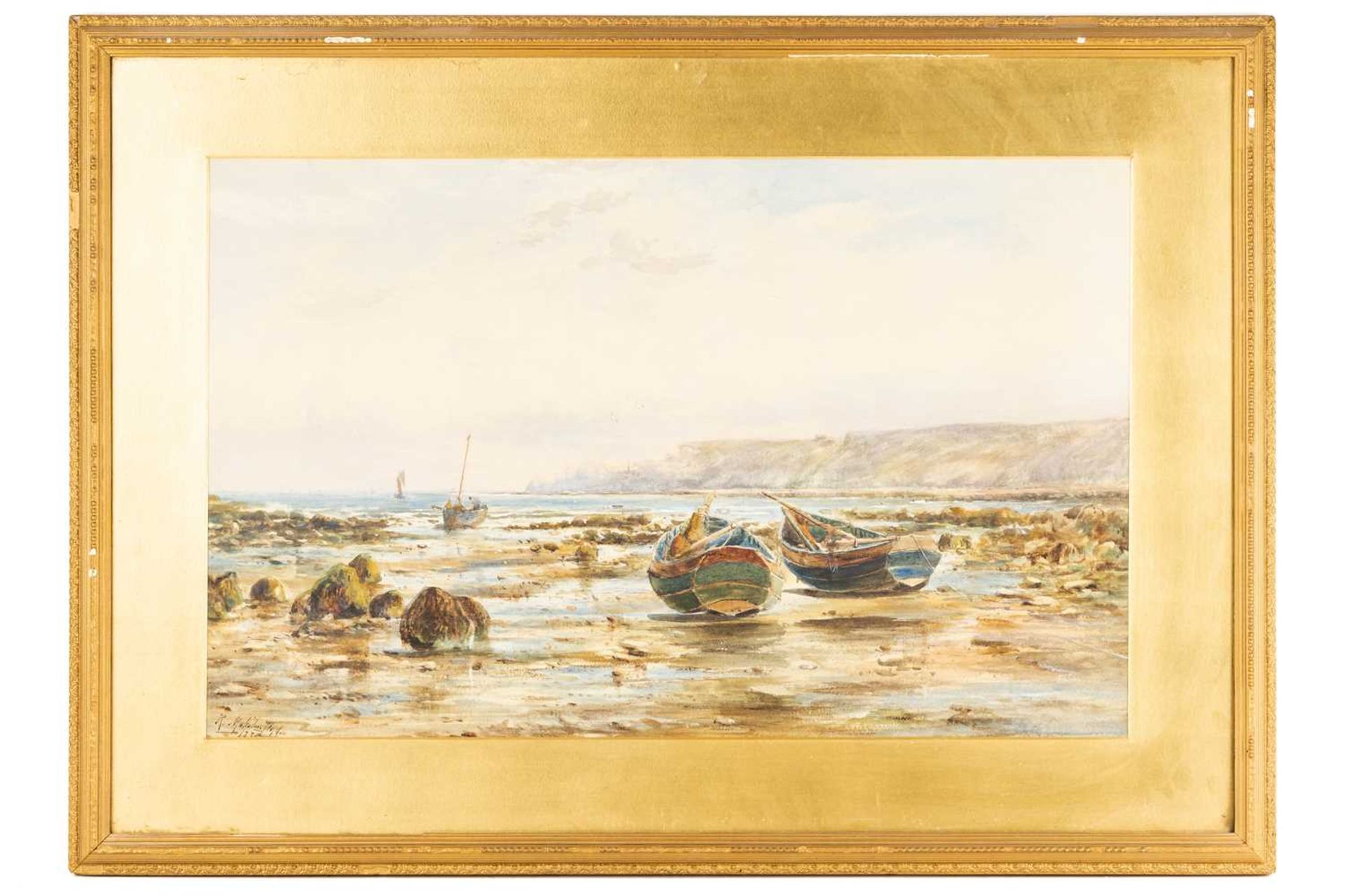 Richard Malcolm Lloyd (1855-1945), Coastal view with boats at low tide, signed and dated 188?, - Bild 11 aus 15