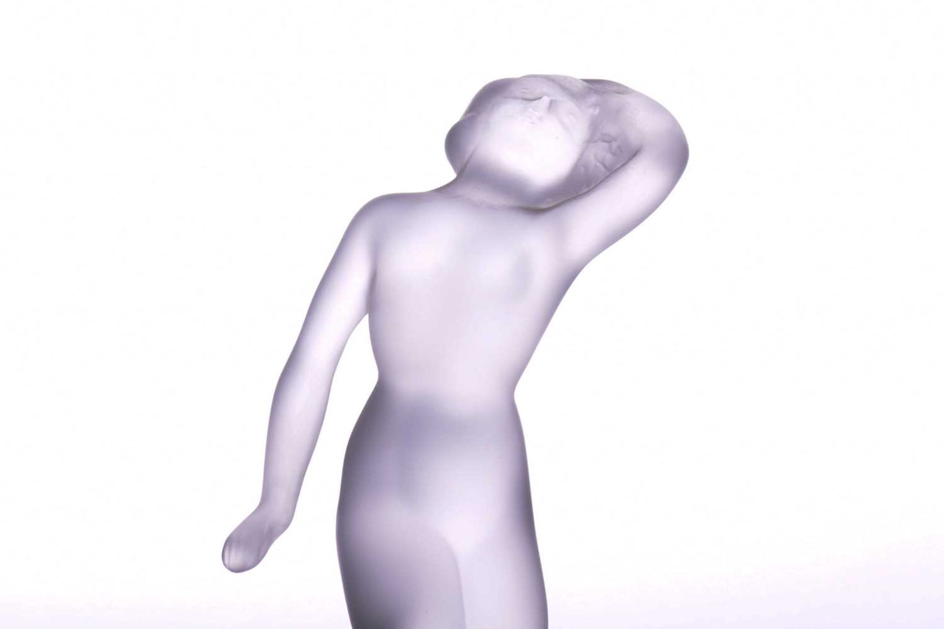 A Lalique frosted glass nude figure 'Danseuse', 25 cm high and another smaller figure "Le Faun" (Pan - Image 3 of 7