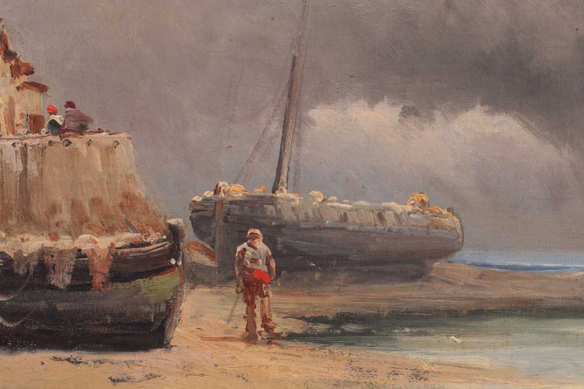 Charles Euphrasie Kuwasseg (1833 - 1904) French, Harbour at low tide, unsigned, oil on canvas, 57 - Image 4 of 16