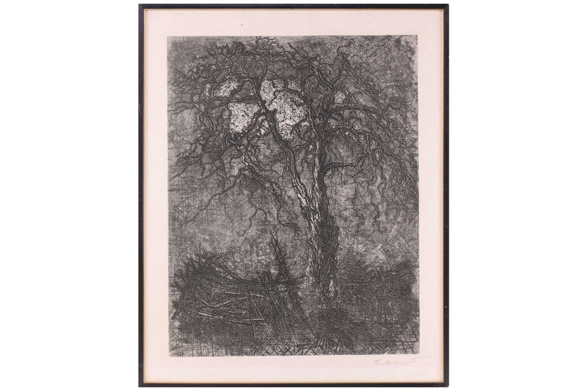 Dmitry Pavlinsky (Russian, 1937 - 2012), Big tree with a moon, signed in pencil, etching, plate 63.