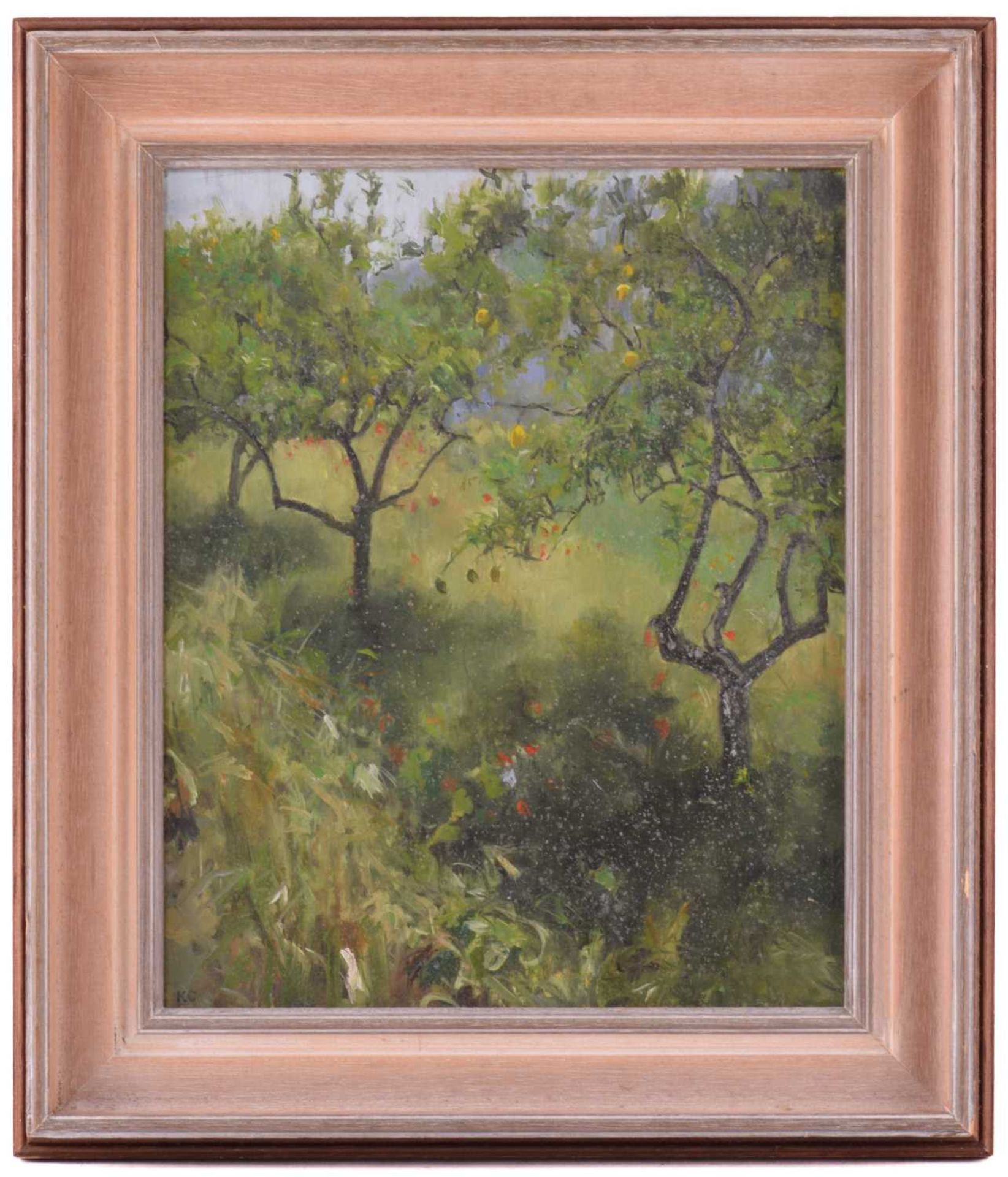 Kirsten Charlesworth (b.1955) 'Andalusia Lemon Orchard', initialled lower left, oil on board, 29.5cm - Image 2 of 10