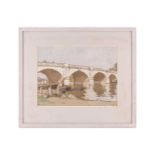 Horace Mann Livens (1862-1936), 'A Thames Bridge', signed, watercolour & gouache, 28 cm x 37 cm