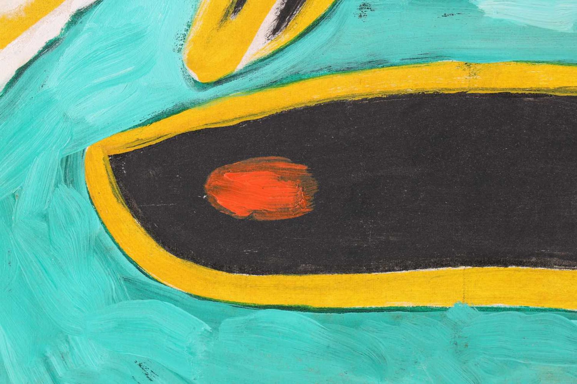 Art Derry (1930 - 1992) Trinidadian British, Abstract in turquoise yellow and orange, oil on - Image 5 of 11