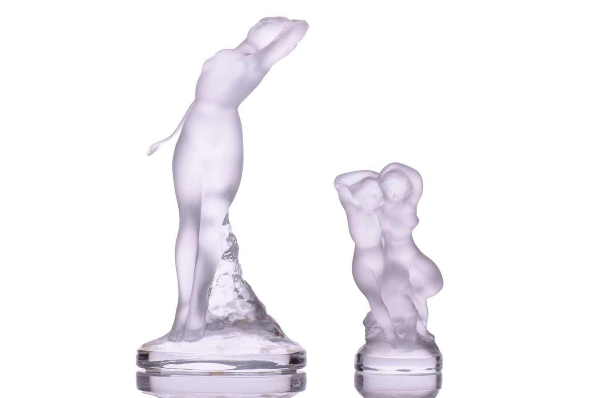 A Lalique frosted glass nude figure 'Danseuse', 25 cm high and another smaller figure "Le Faun" (Pan