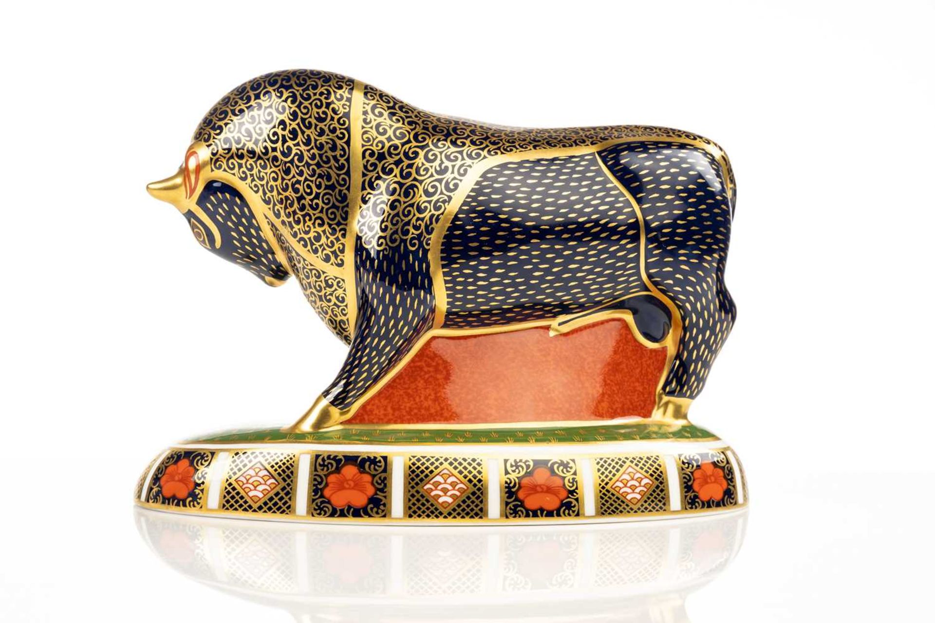 A group of six Crown Derby porcelain paperweights to include A Bull modelled Robert Jefferson, - Image 3 of 17