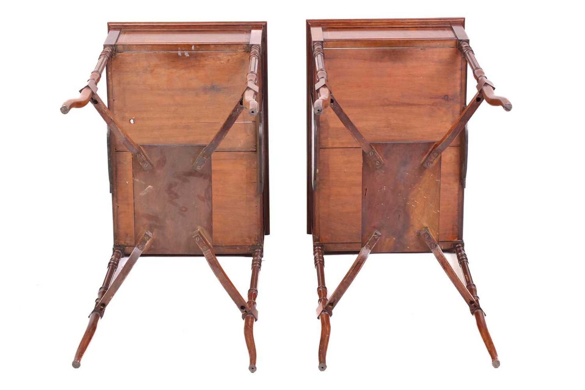 A pair of Edwardian rectangular figured rosewood jardiniere/ wine cooler tables, possibly by Edwards - Image 11 of 16