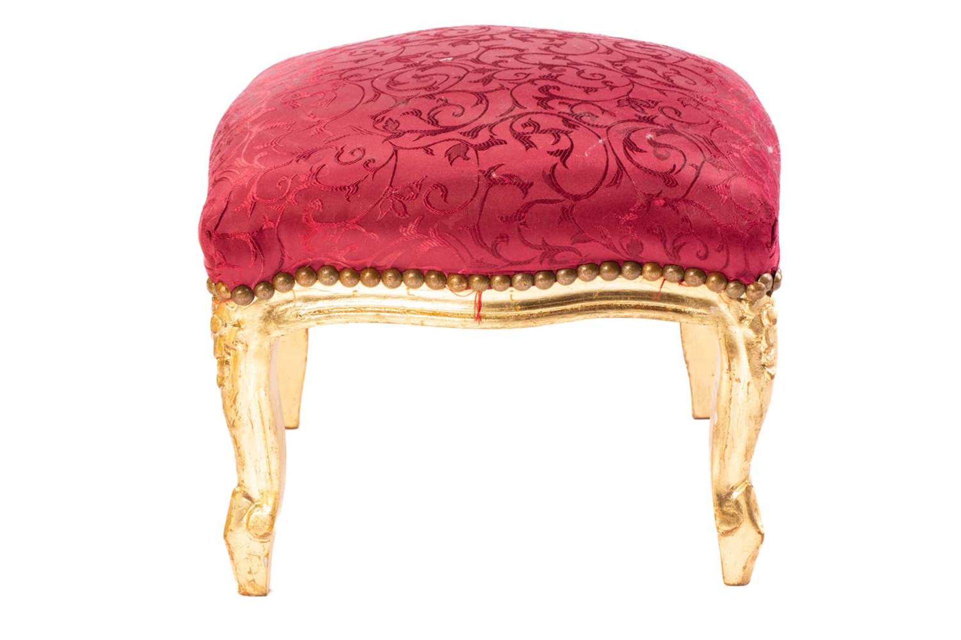 A Louis XVI style gilt wood fauteuil, 20th century, with cameo back and ribbon carved outline, - Image 11 of 17