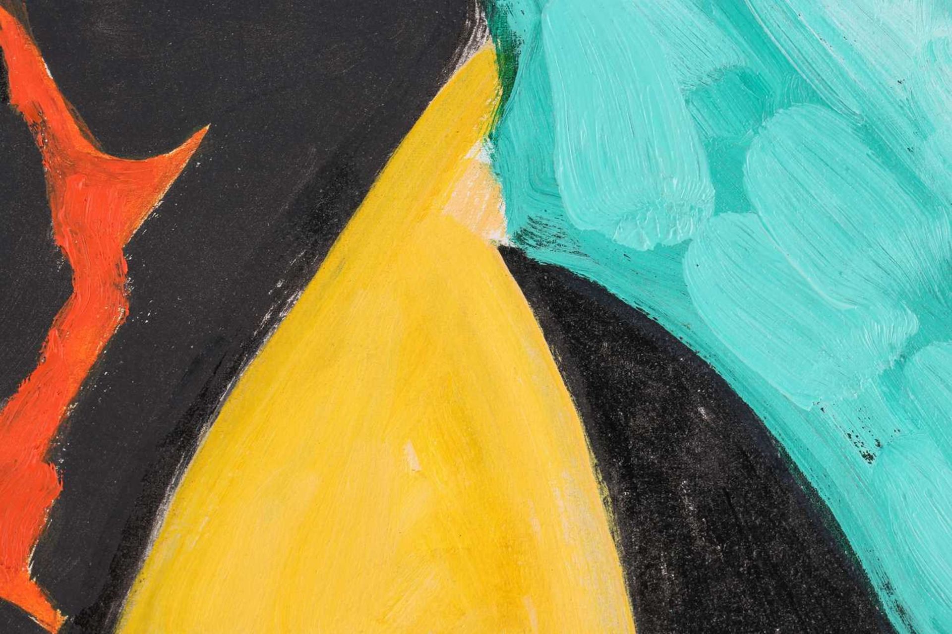 Art Derry (1930 - 1992) Trinidadian British, Abstract in turquoise yellow and orange, oil on - Image 3 of 11