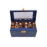 Goldsmiths and Silversmiths Co: an early 20th-century blue leather lady's travelling case,