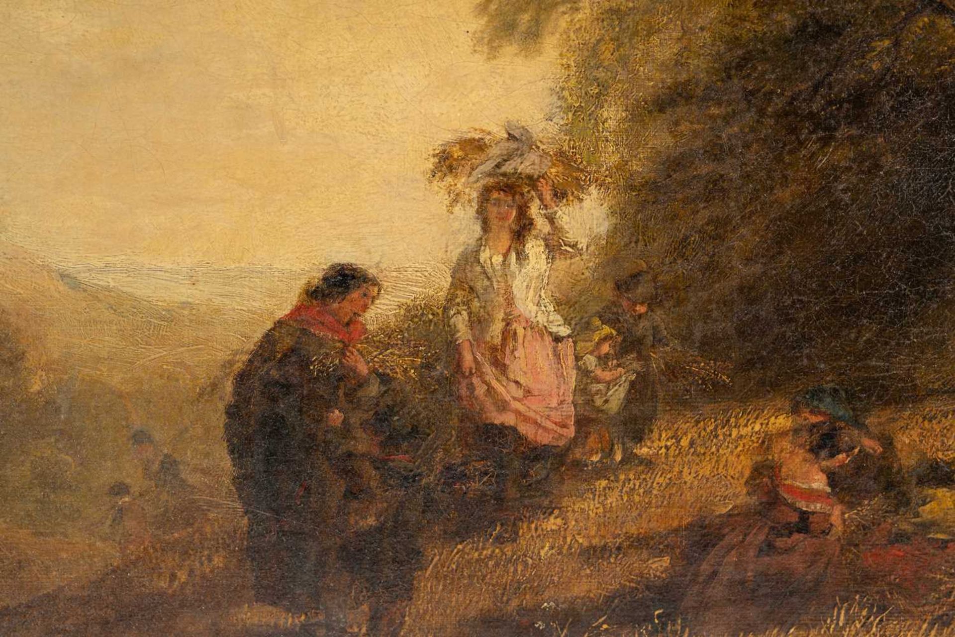 Henry Shirley (fl.1836 - 1870), Figures resting from the harvest with a landscape beyond, signed, - Image 6 of 10